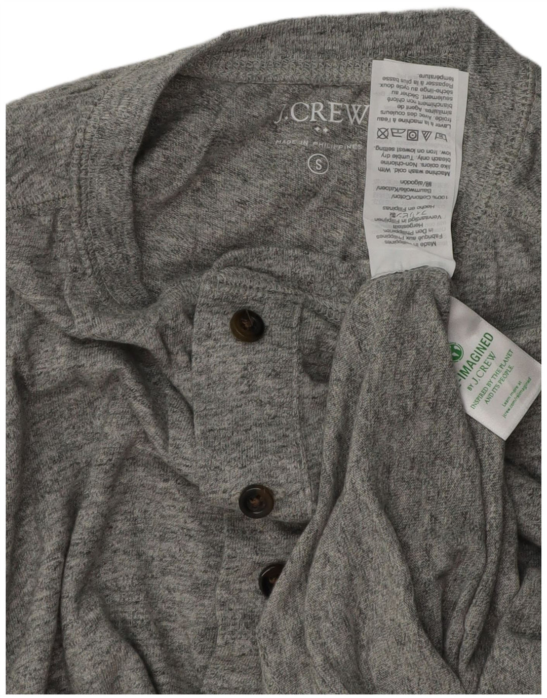 J. CREW Camiseta para hombre de manga larga de algodón moteado gris pequeño
