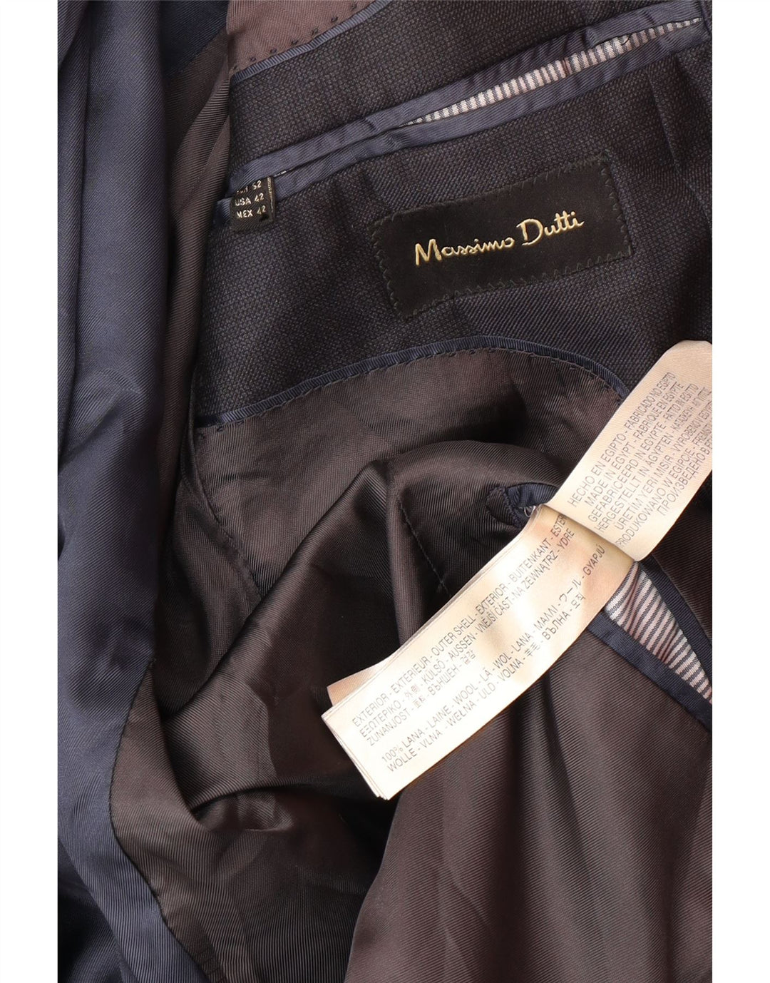 MASSIMO DUTTI Chaqueta tipo blazer de 2 botones para hombre EU 52 Large Lana azul marino