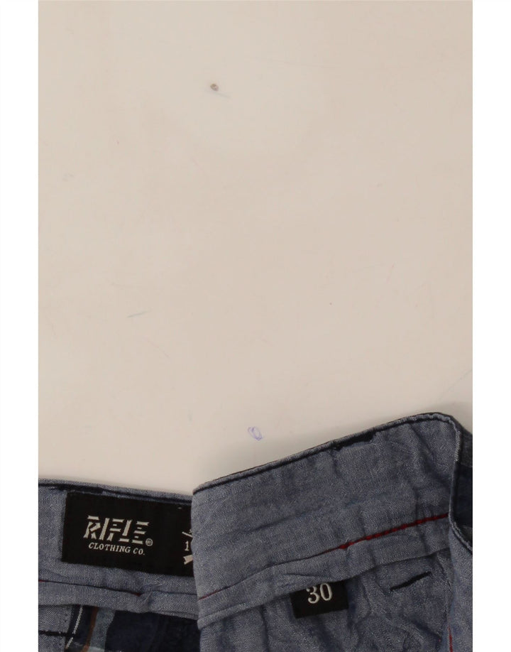 RIFLE Mens Chino Shorts W30 Medium  Navy Blue Check Cotton Vintage Rifle and Second-Hand Rifle from Messina Hembry 