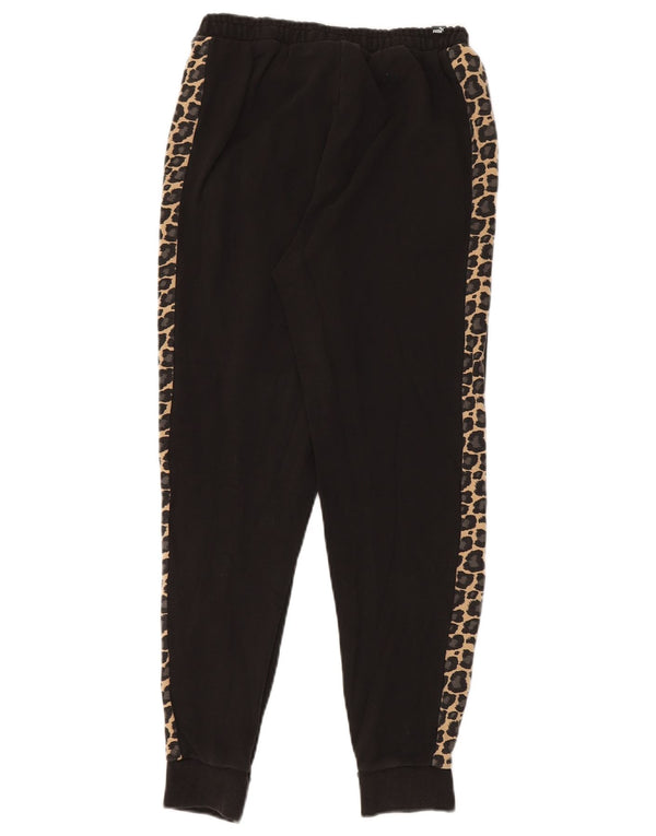 Puma Mujer Gráfico Chándal Pantalones Joggers UK 6 XS Negro Animal Print