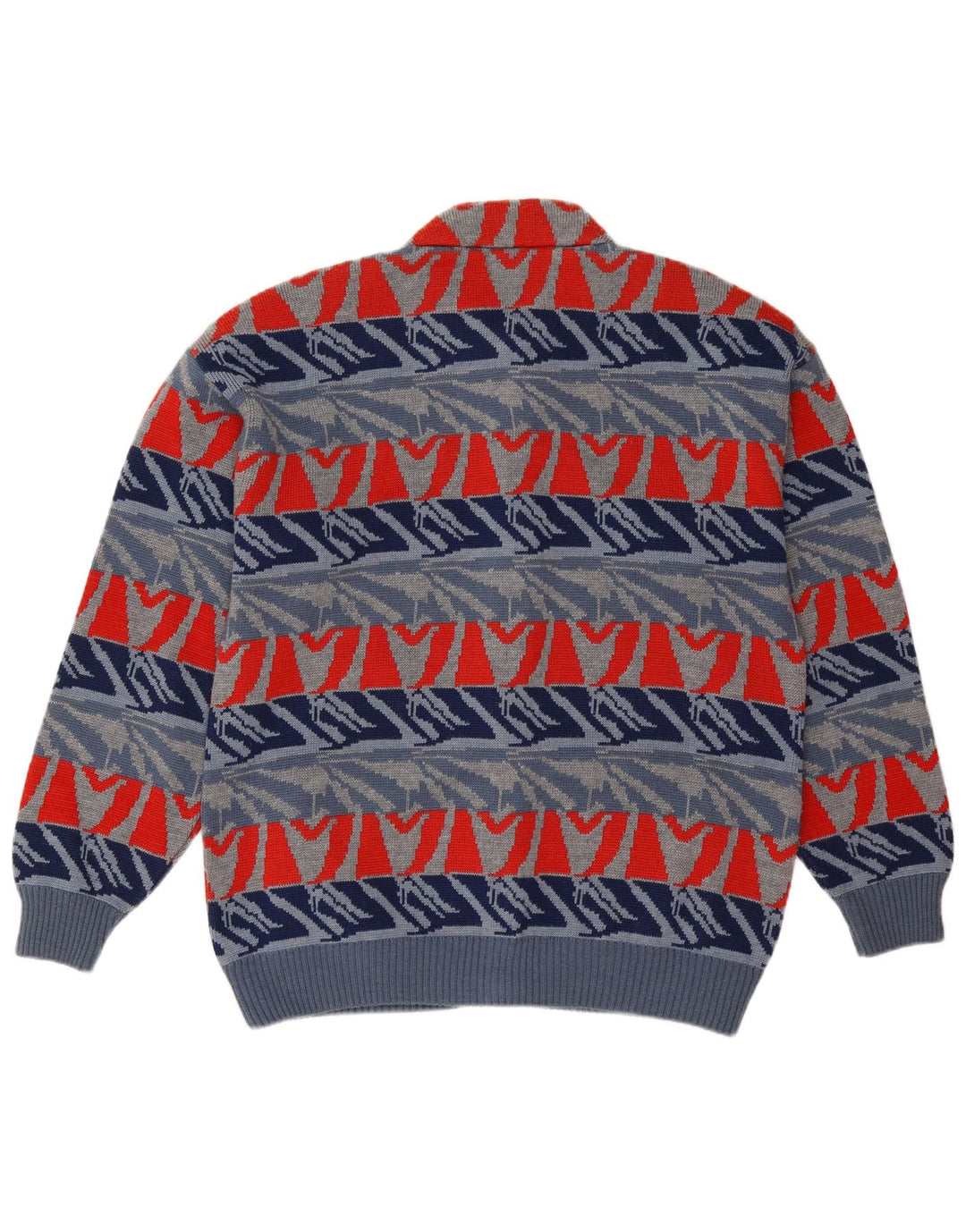Settebello Cárdigan para hombre suéter grande de lana geométrica azul