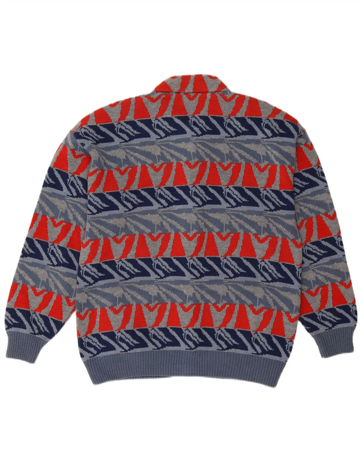 Settebello Cárdigan para hombre suéter grande de lana geométrica azul