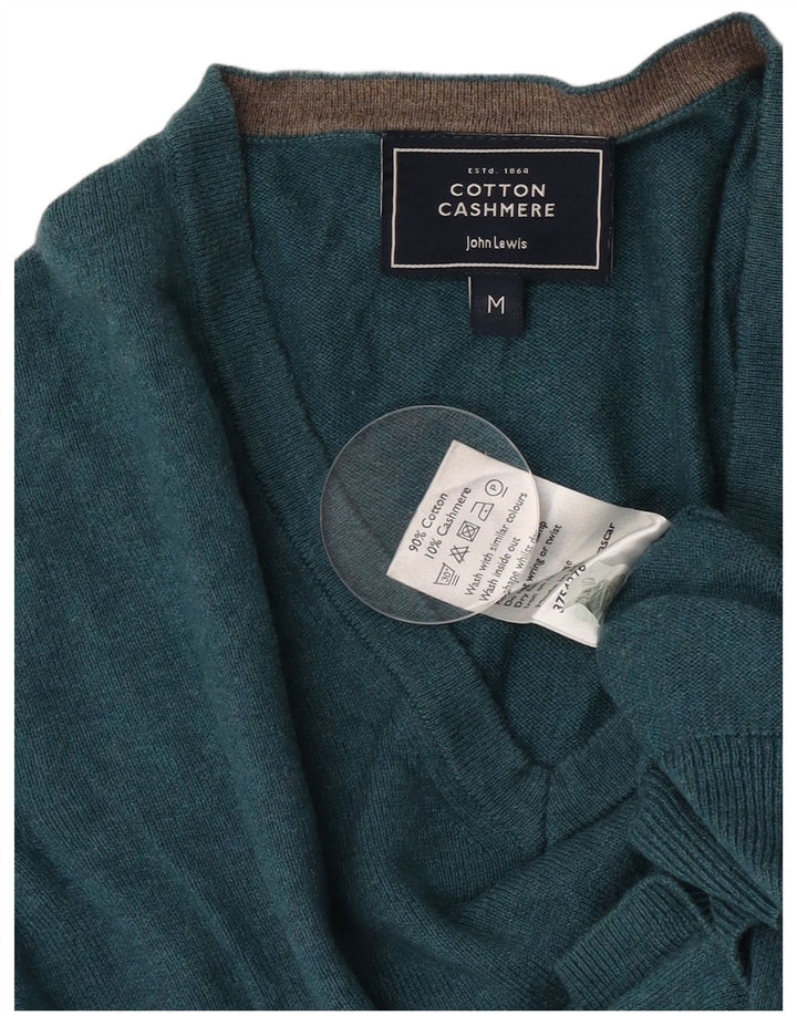 John Lewis - Jersey con cuello en V para hombre, algodón azul medio