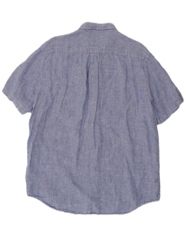 GANT Camisa de manga corta para hombre Talla 45/46 2XL Lino de pata de gallo azul