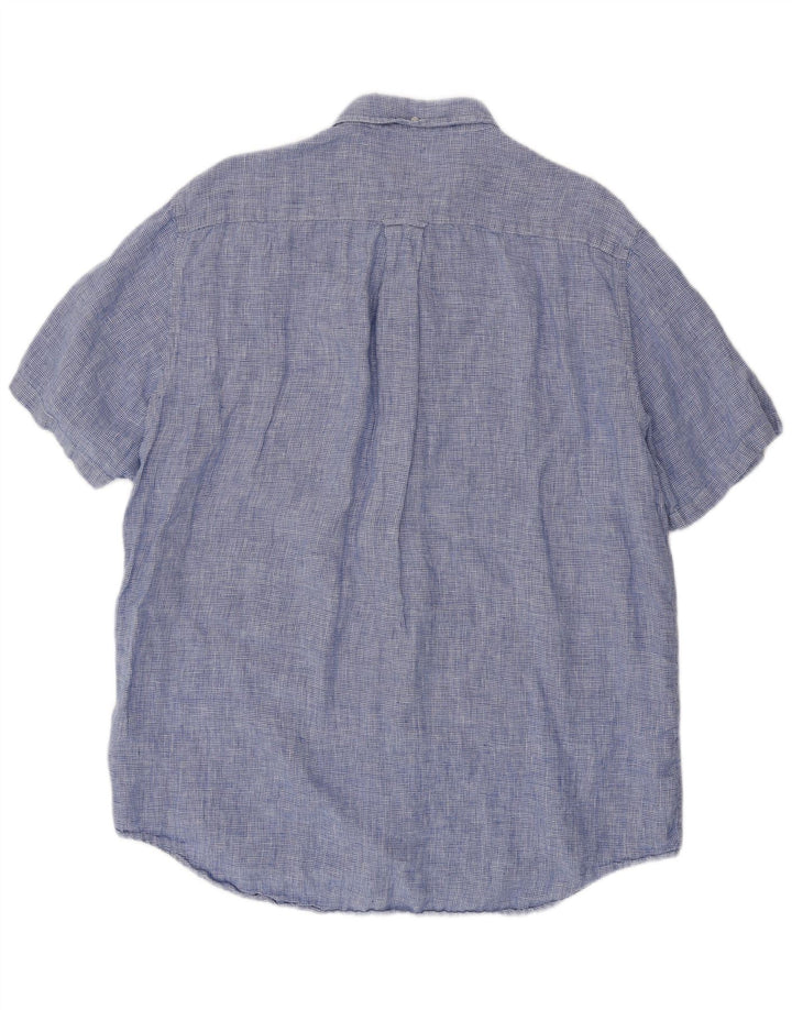 GANT Camisa de manga corta para hombre Talla 45/46 2XL Lino de pata de gallo azul
