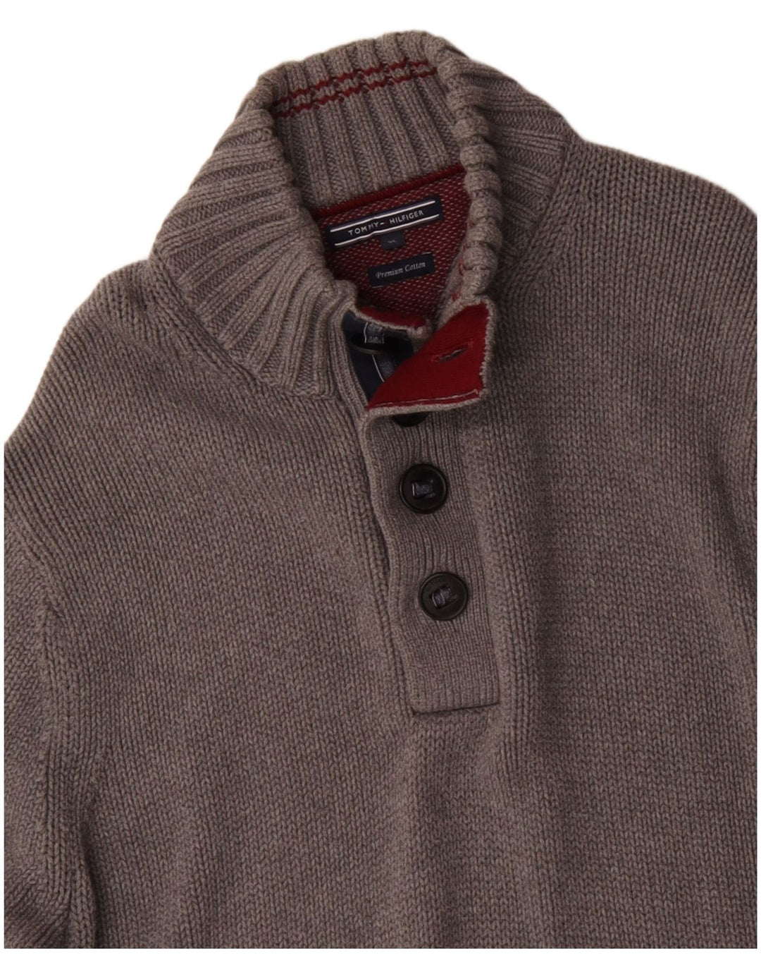 TOMMY HILFIGER Jersey con cuello y botones para hombre XL Gris Algodón