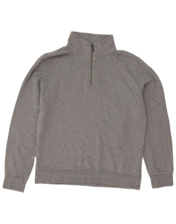 Marks & Spencer - Sudadera con cuello y cremallera para hombre, jersey de algodón gris medio