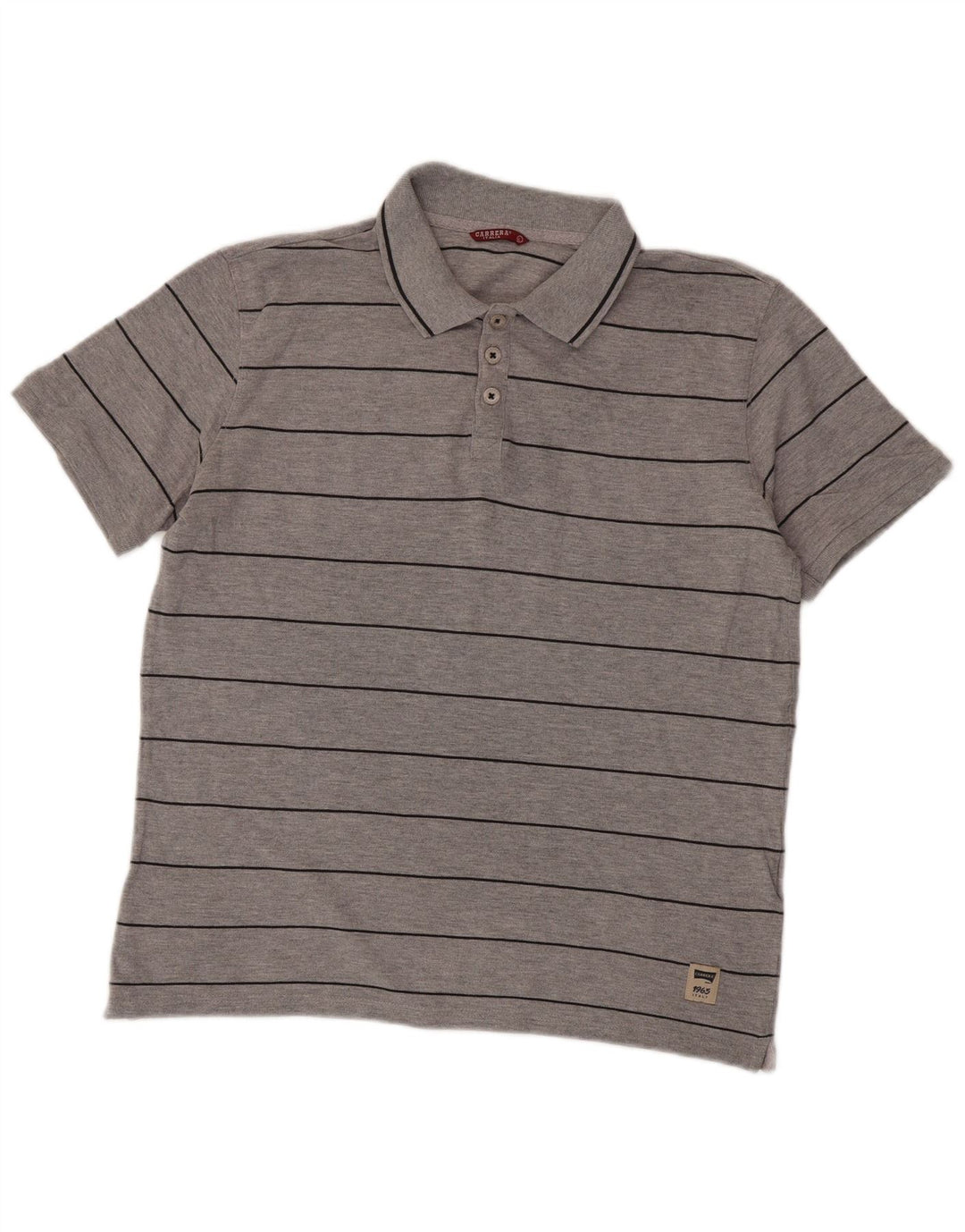Carrera Polo para hombre grande gris a rayas