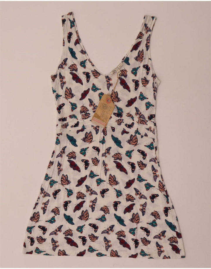 Vestido de verano para mujer Fat Face UK 44 Mariposa de viscosa blanca mediana