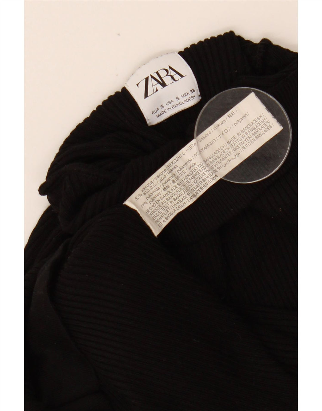 ZARA Jersey con cuello alto para mujer, talla 8, talla pequeña, viscosa negra