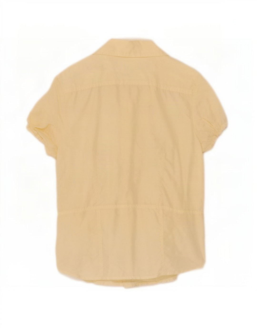 Tommy Hilfiger Camisa de Manga Corta con Volantes en la Parte Delantera para Mujer US 8 Amarillo Mediano
