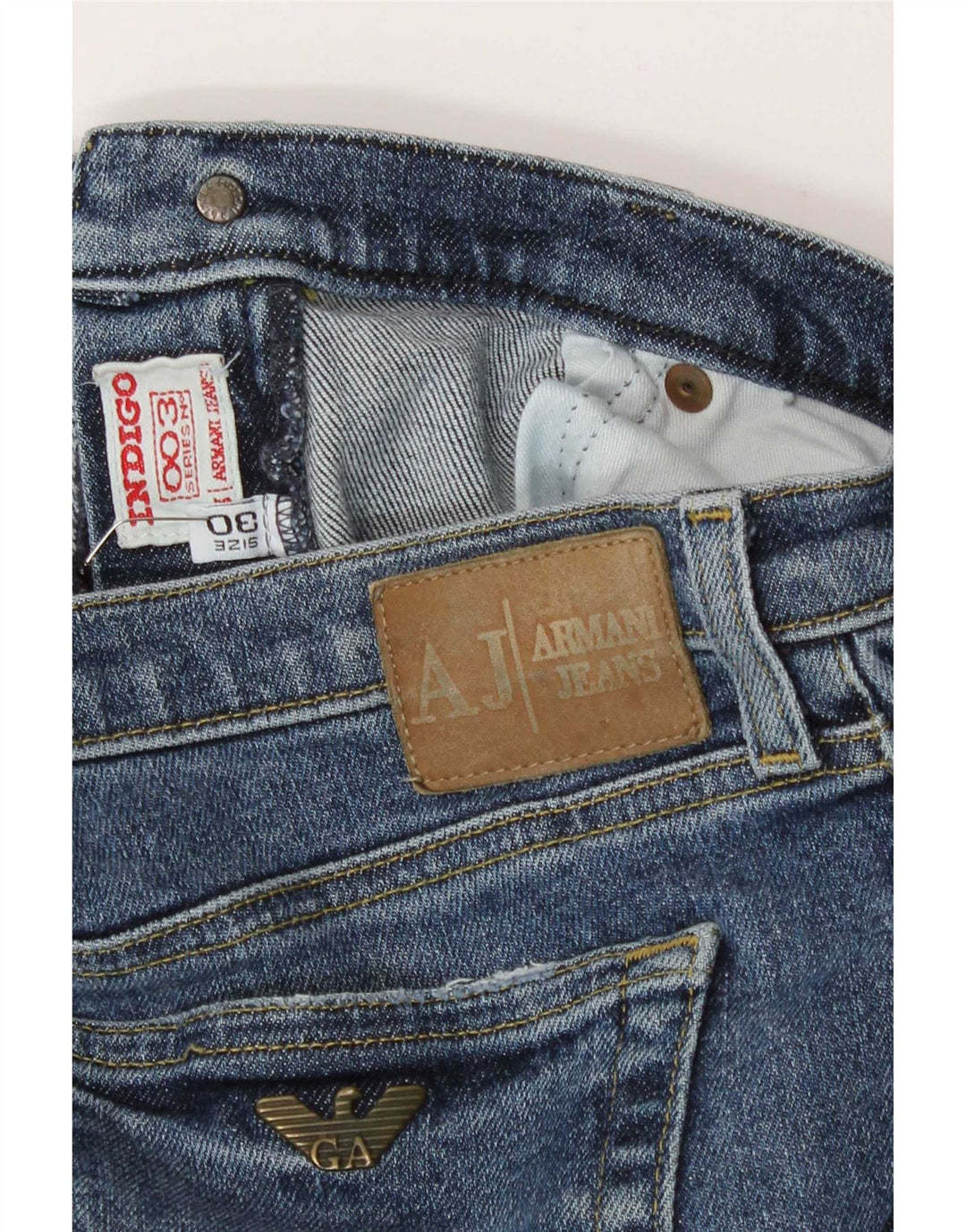 Armani Hombre Vaqueros Bootcut W30 L29 Algodón Azul