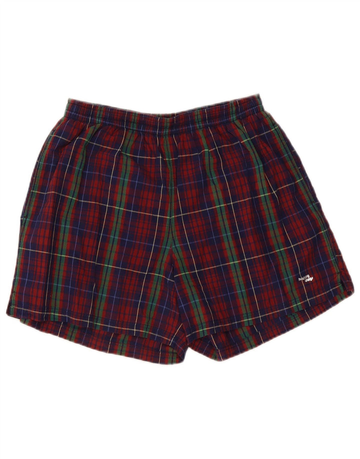 Vintage hombres deporte pantalones cortos pequeños W28 L5 cheque multicolor