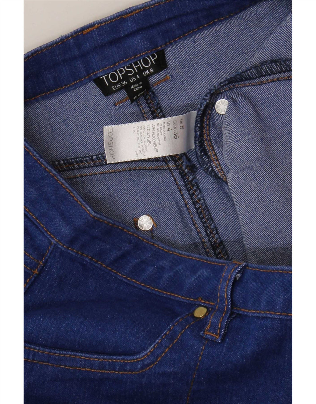Topshop Minifalda vaquera para mujer UK 8 Small W26 Poliéster azul