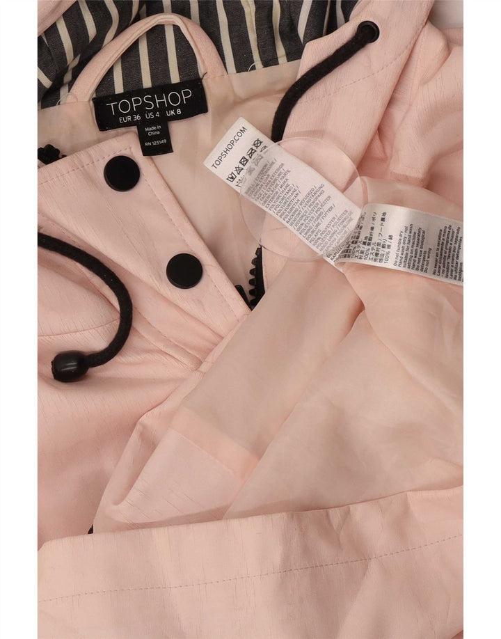 Topshop Chaqueta impermeable con capucha y ajuste regular para mujer UK 8 Small Poliéster rosa