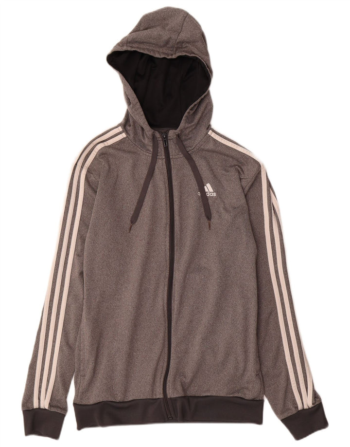 Adidas - Sudadera con capucha para hombre con cremallera, talla 34/36, poliéster gris pequeño