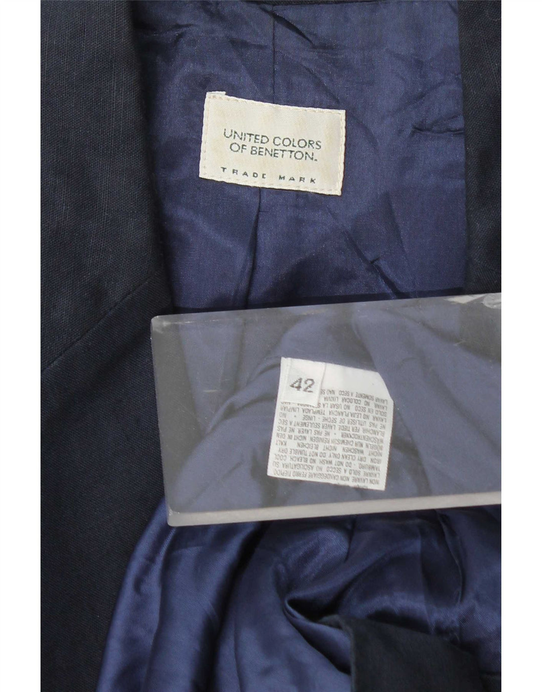 Benetton Blazer De 2 Botones IT 42 Medium Azul Marino Algodón