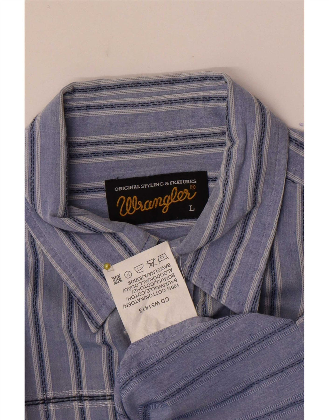 Wrangler Camisa De Manga Corta Para Hombre De Algodón A Rayas Azul Grande