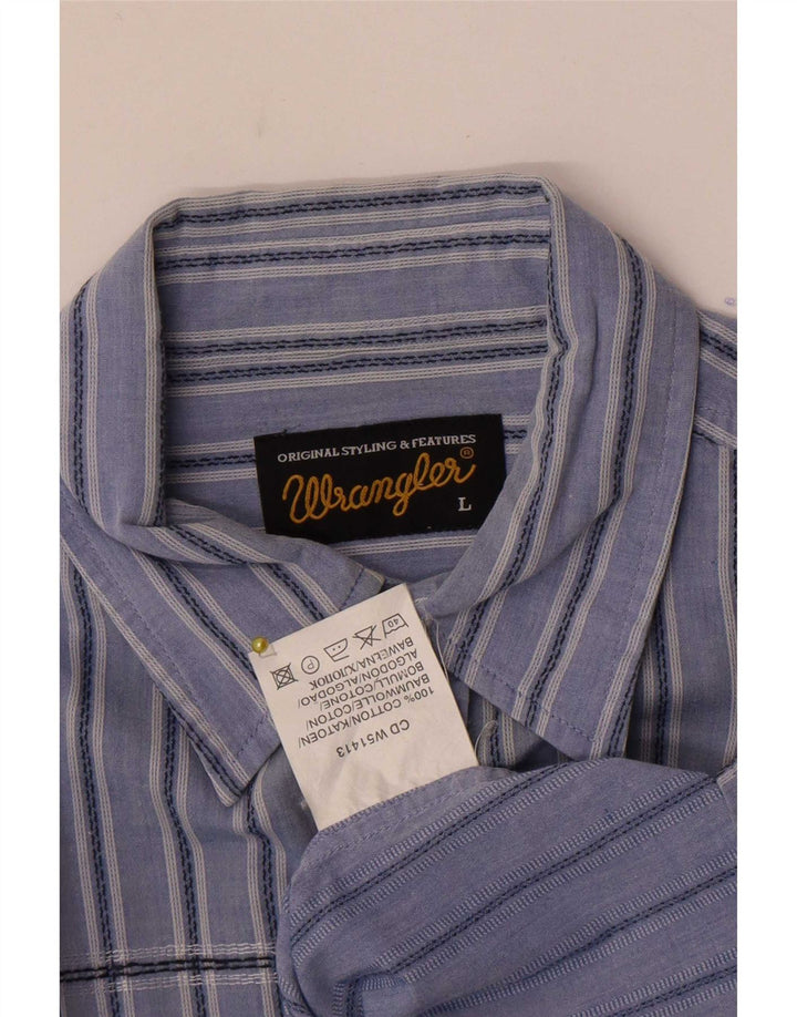 Wrangler Camisa De Manga Corta Para Hombre De Algodón A Rayas Azul Grande