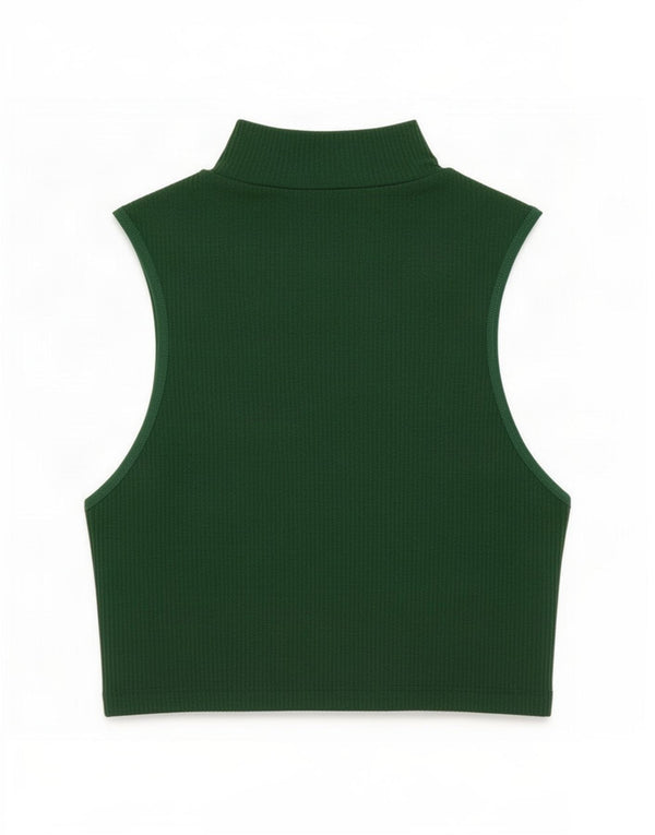 Zara Mujer Crop Vest Top UK 4 XS Verde Nylon