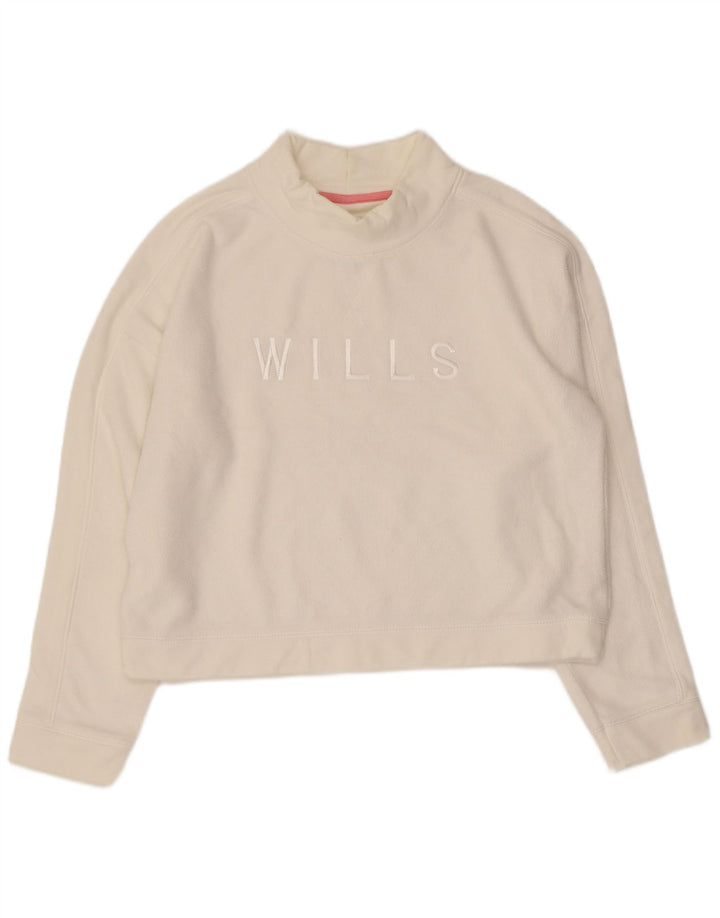 Jack Wills Sudadera con gráfico corto para mujer, talla 40, color blanco