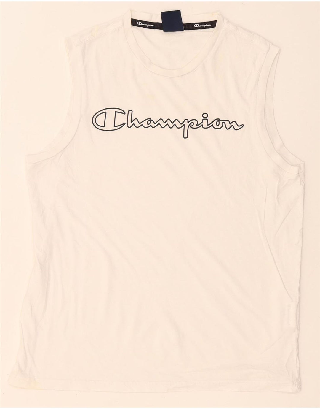 Champion Camiseta Sin Mangas Con Gráfico Para Hombre Algodón Blanco Mediano