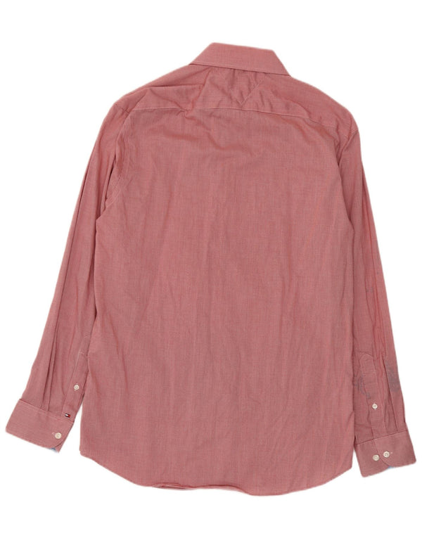 Tommy Hilfiger Camisa Flex Slim Fit para Hombre Talla 16 Grande Pata de Gallo Roja
