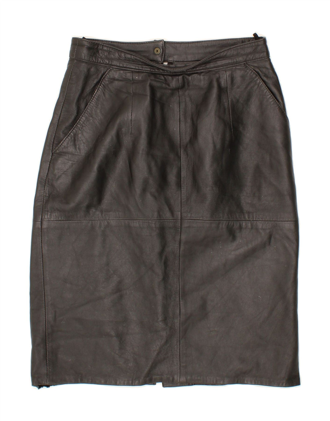 VINTAGE Womens Leather Skirt IT 40 Small W26  Black Leather Vintage Vintage and Second-Hand Vintage from Messina Hembry 