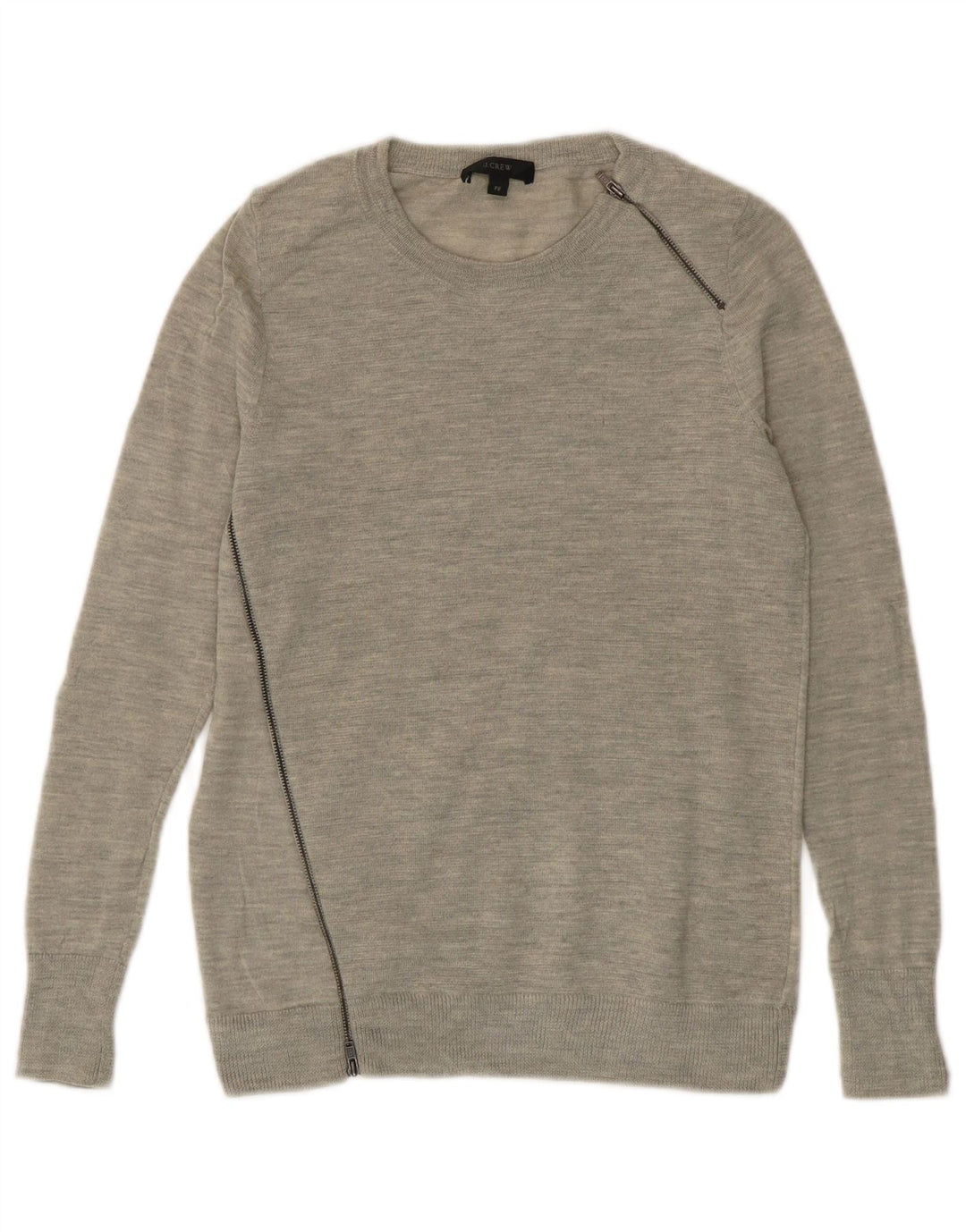 J. CREW Suéter tipo jersey con cuello barco para mujer UK 10 Small Grey Merino Wool