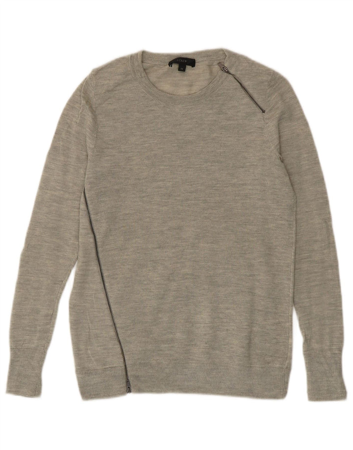 J. CREW Suéter tipo jersey con cuello barco para mujer UK 10 Small Grey Merino Wool