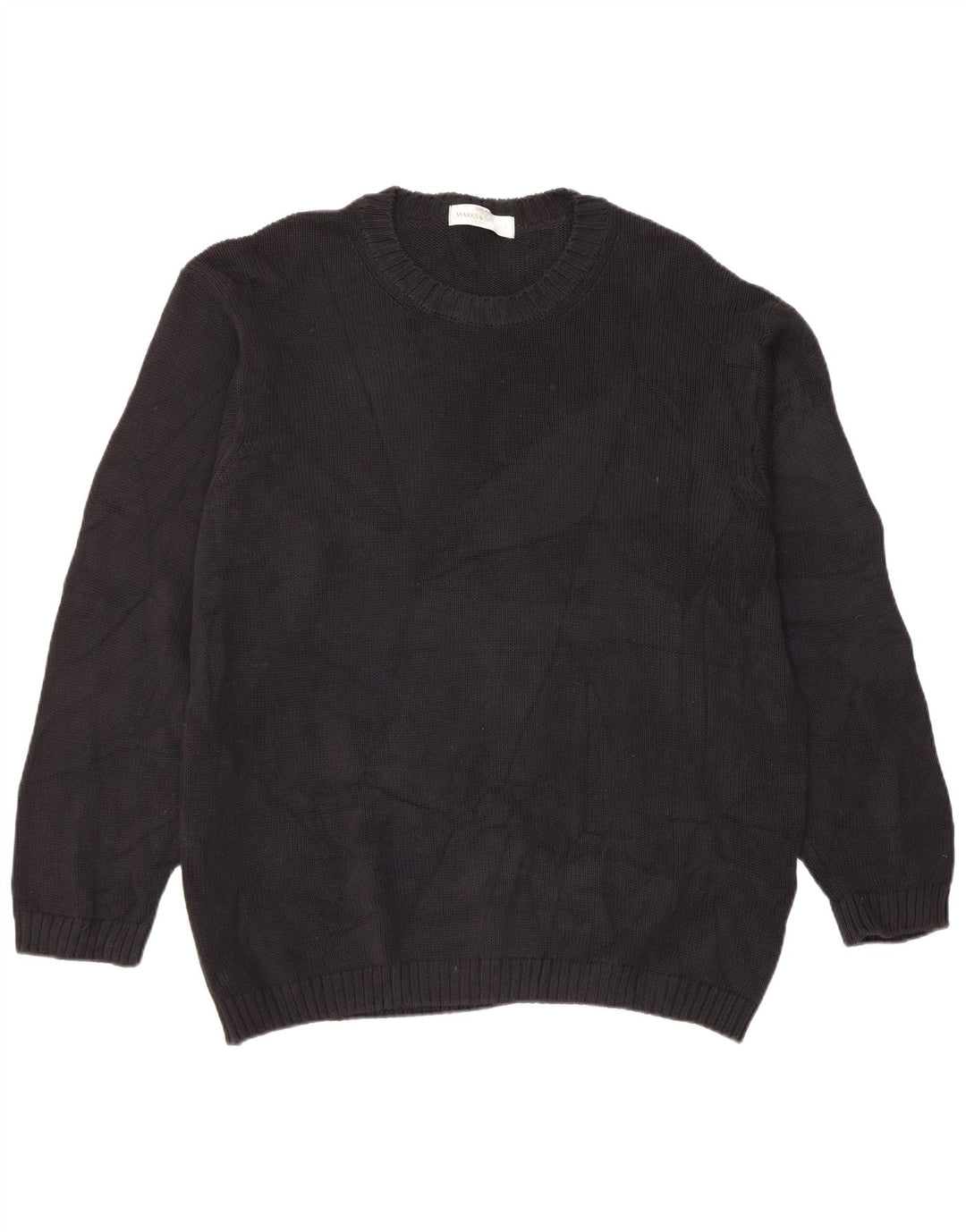 Marks & Spencer - Jersey de cuello redondo para hombre, talla grande, algodón negro