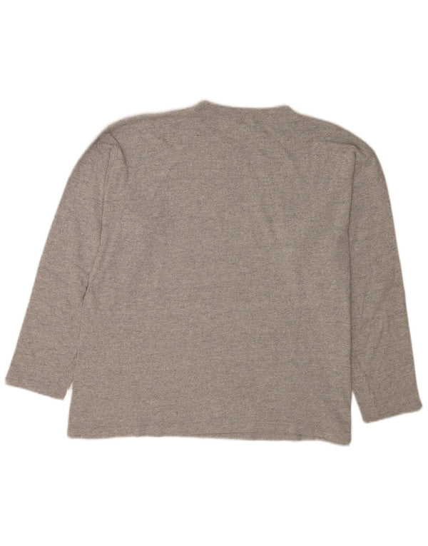 Champion Top gráfico para hombre de manga larga de algodón moteado gris grande