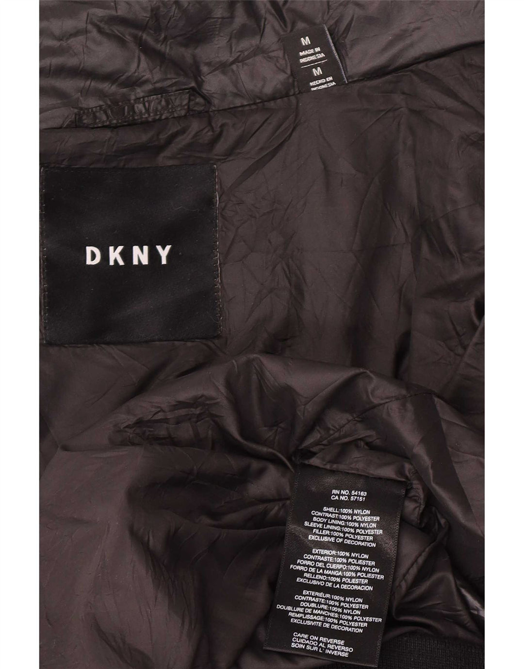 Dkny Chaqueta Acolchada Estampada Para Hombre UK 38 Mediana Nylon Color Block Negro