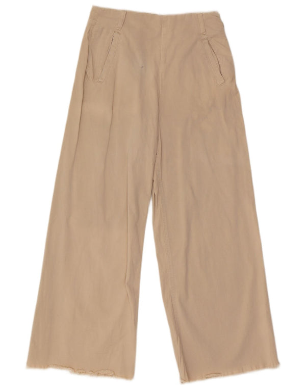 Zara Mujer Pantalón Chino De Pierna Ancha EU 36 XS W26 L26 Beige