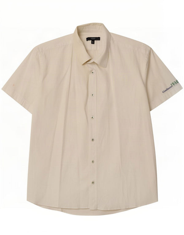 Gianfranco Ferre Camisa Manga Corta Hombre IT 48 Medium Blanco Algodón