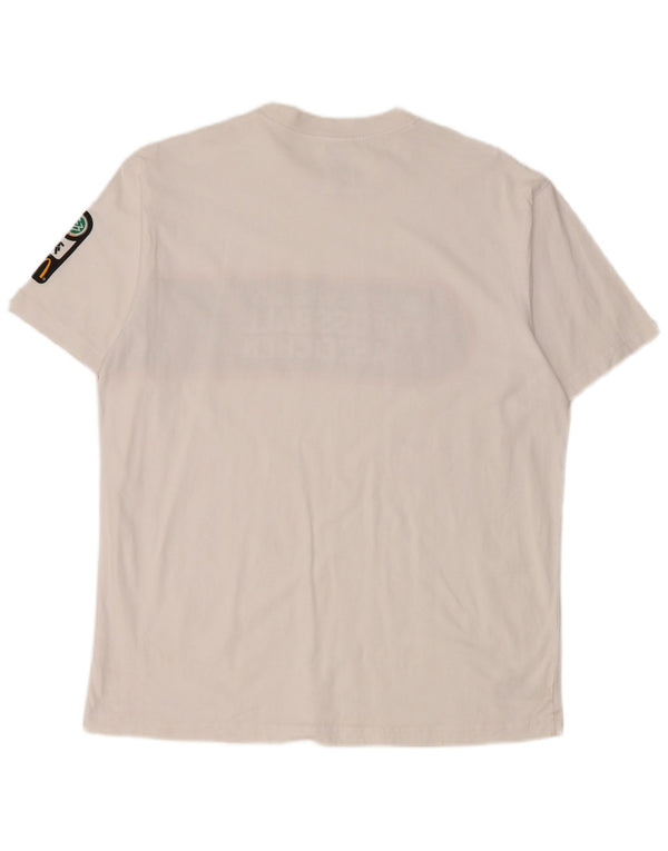 Adidas Hombre Camiseta Gráfica Top Grande Blanco Colorblock Algodón
