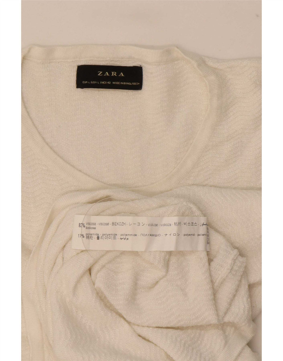 Zara Hombre Jersey De Cuello Redondo Jersey Grande Viscosa Blanca