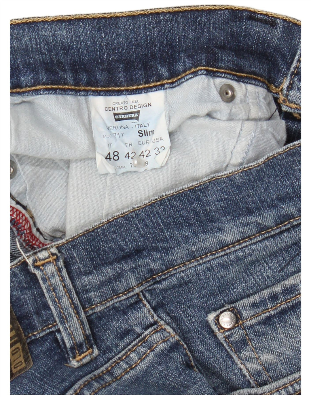 Carrera Mens 717 Slim Jeans IT 48 Medio W33 L31 Algodón Azul