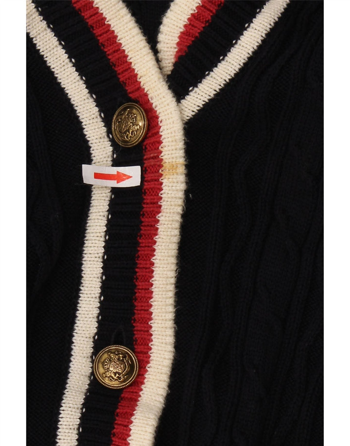 JAEGER Suéter tipo cárdigan extragrande para mujer UK 10 Small Azul marino Colorblock