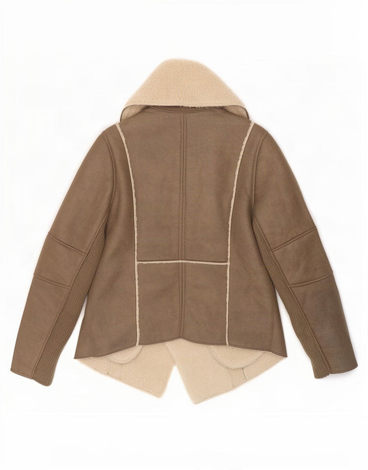 Calvin Klein Jeans Chaqueta Sherpa para Mujer UK 14 Poliéster Marrón Medio