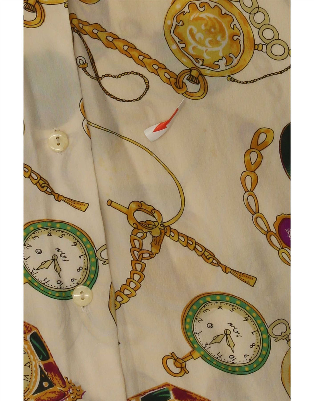 Vintage mujer patrón abstracto camisa blusa Reino Unido 16 grande de blanco