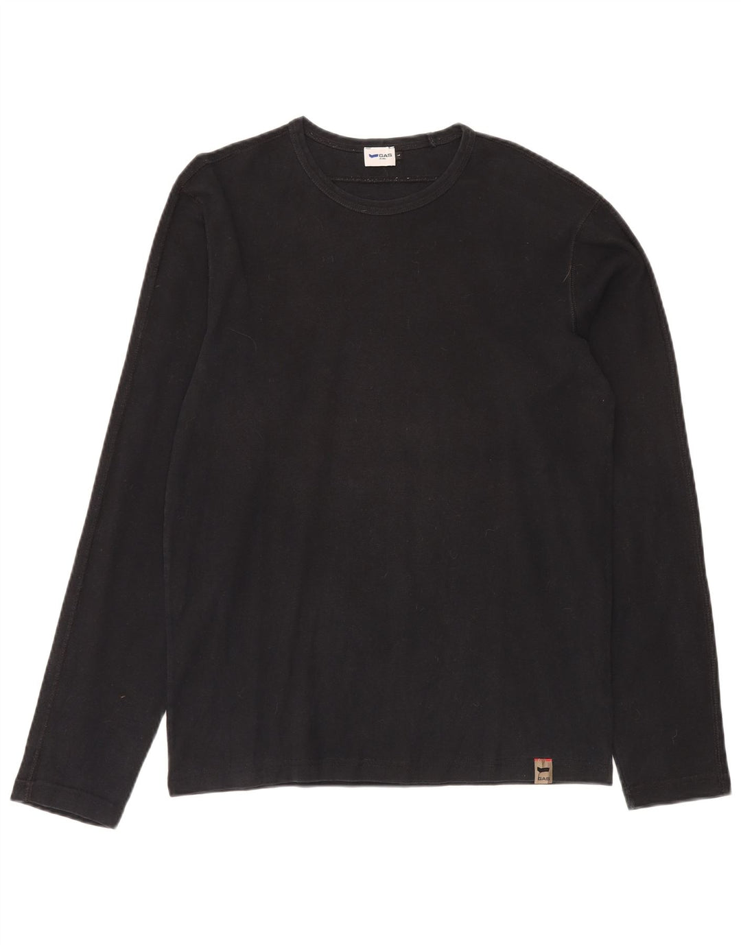 GAS Hombre Top Manga Larga Grande Algodón Negro