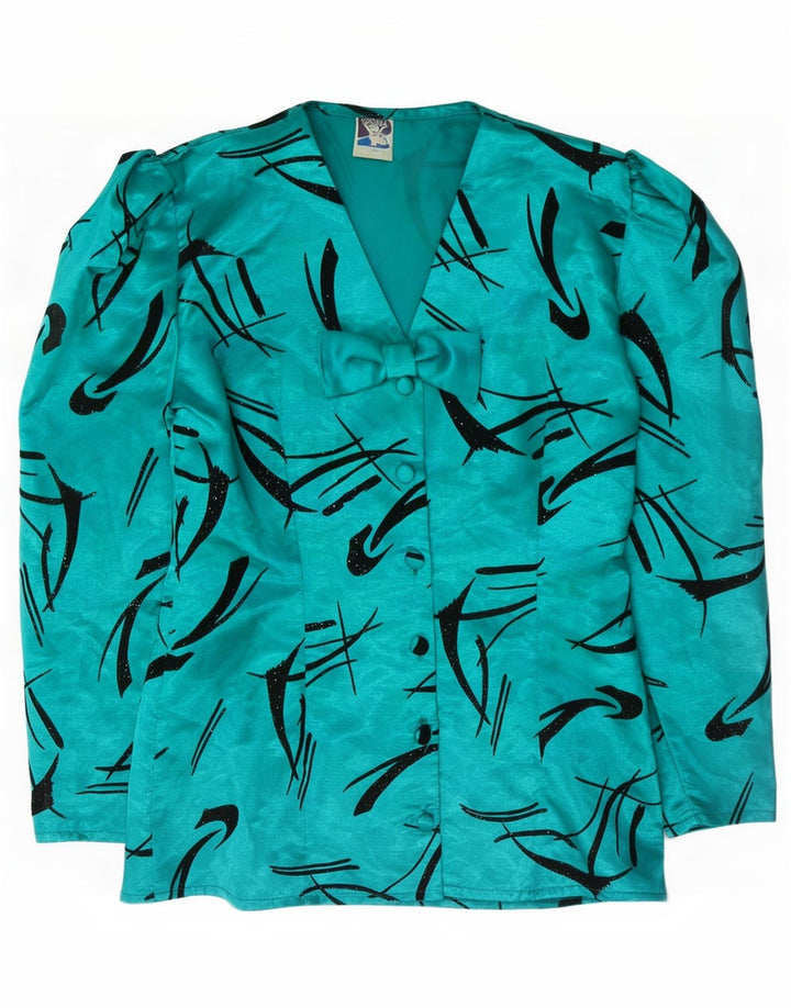 Yessica Blusa camisera con estampado abstracto para mujer UK 42 Poliéster verde medio
