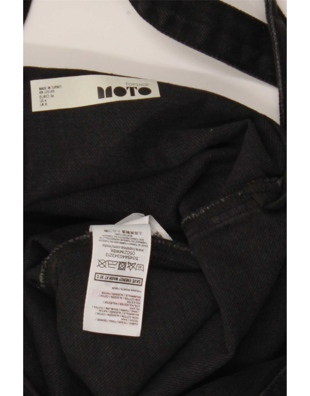 Topshop Vestido peto vaquero para mujer UK 8 Small Poliéster negro