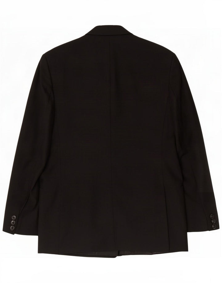 Vintage hombres doble pecho Blazer chaqueta Reino Unido 38 medio negro lana virgen