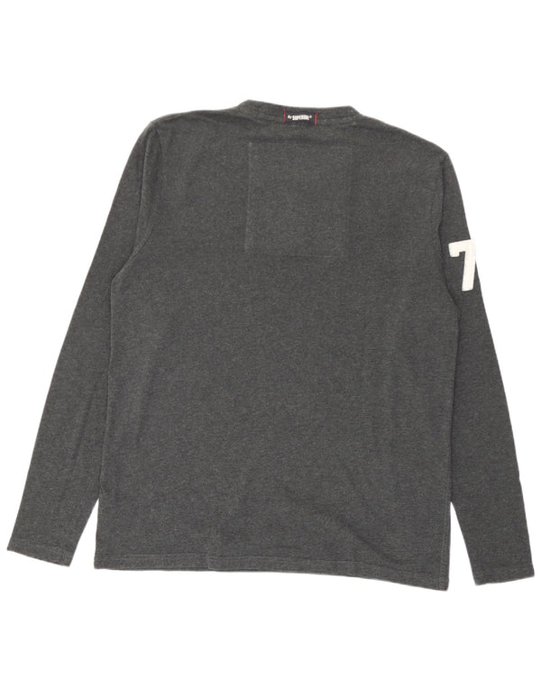 Superdry Mens Graphic Top Manga Larga 2XL Algodón Gris