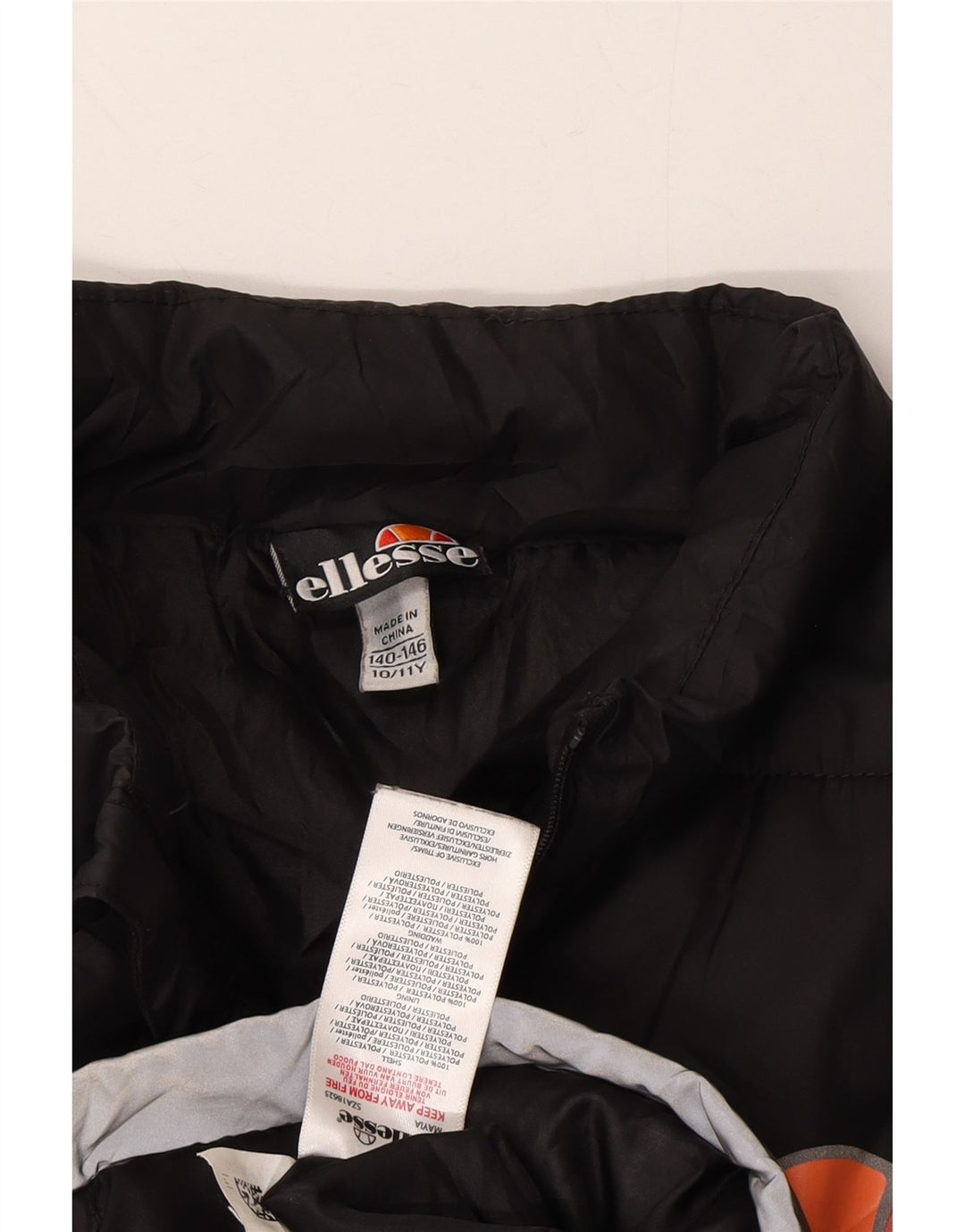 ELLESSE Girls Padded Jacket 10-11 Years Black Polyester Vintage Ellesse and Second-Hand Ellesse from Messina Hembry 