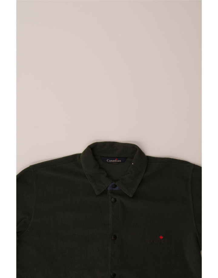CANADIAN Mens Shirt Medium Green Polyester Vintage Canadian and Second-Hand Canadian from Messina Hembry 