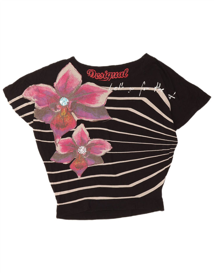 DESIGUAL Camiseta gráfica extragrande para mujer UK 44 Medium Black Floral