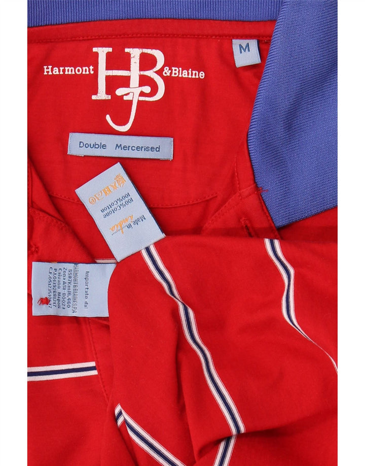 HARMONT & BLAINE Mens Polo Shirt Medium Red Striped Cotton